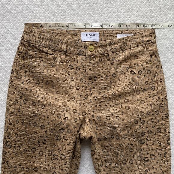 FRAME Le Crop Mini Boot Snake Print Jeans in Vanilla Multi Size 28 - Picture 12 of 14